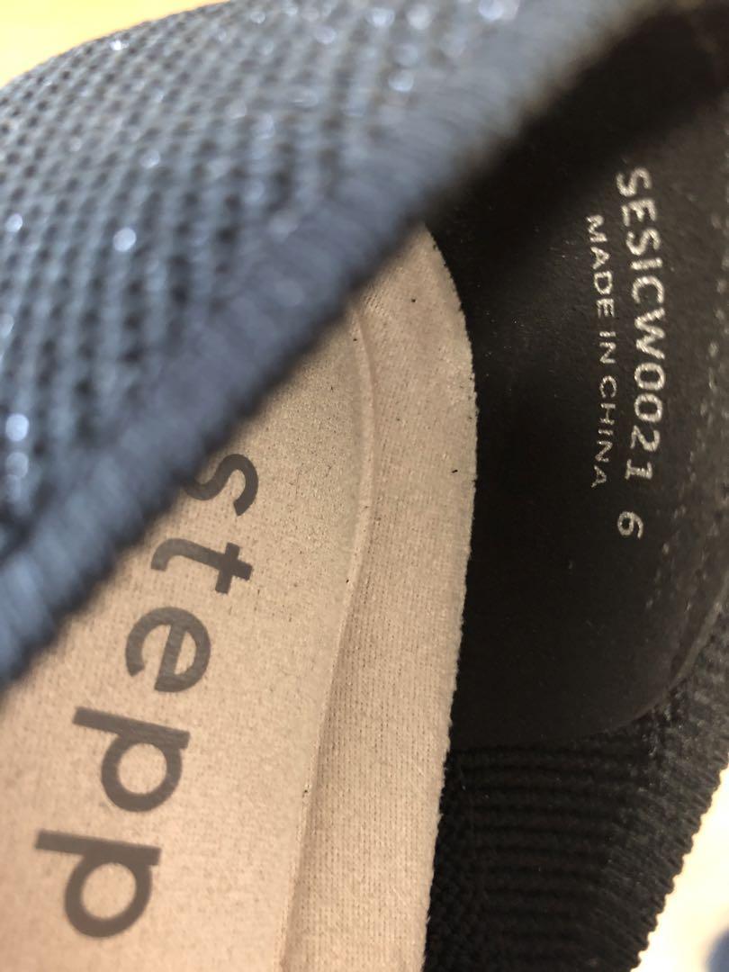 steppi ステッピ ビジュー付き スクエアパンプス ブラック 24cm