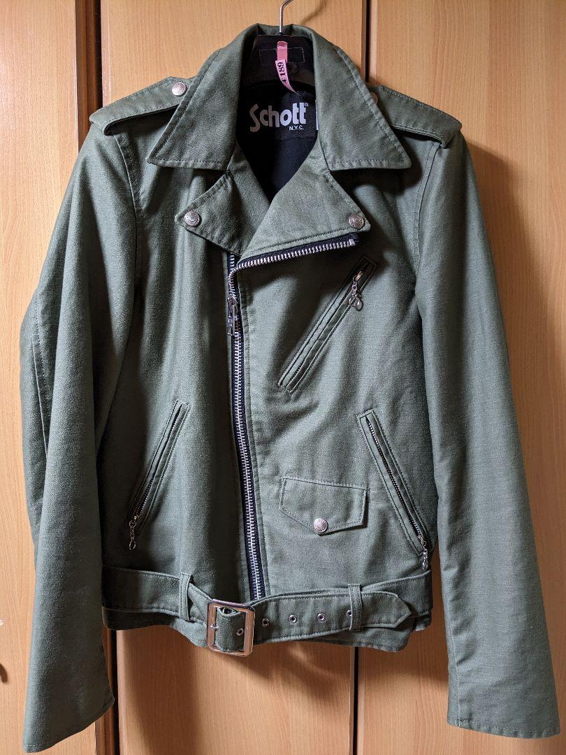Schott N.Y.C コットン ライダース S カーキ