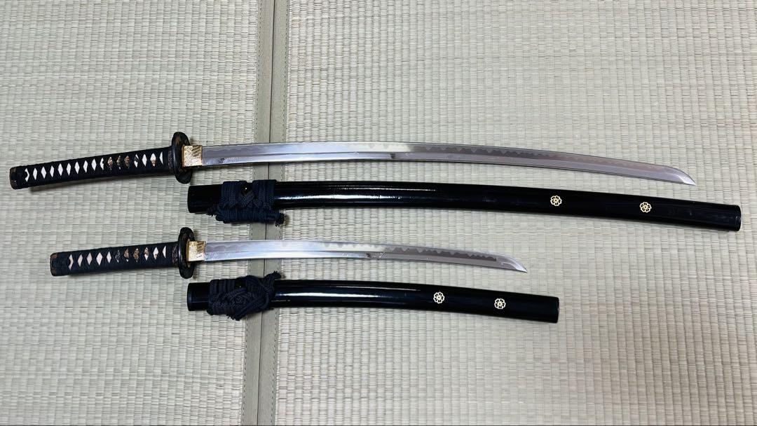 模造刀 大小2振りセット 螺鈿桜花 雲龍拵え 大切っ先 三本杉