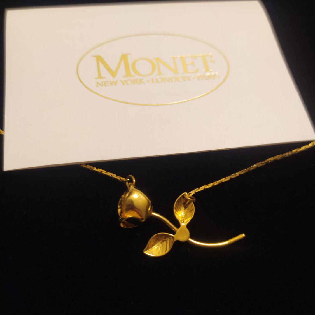 MONET　モネ　ゴールド　ネックレス　バラ　花　ペンダント　ヴィンテージ 4,590円