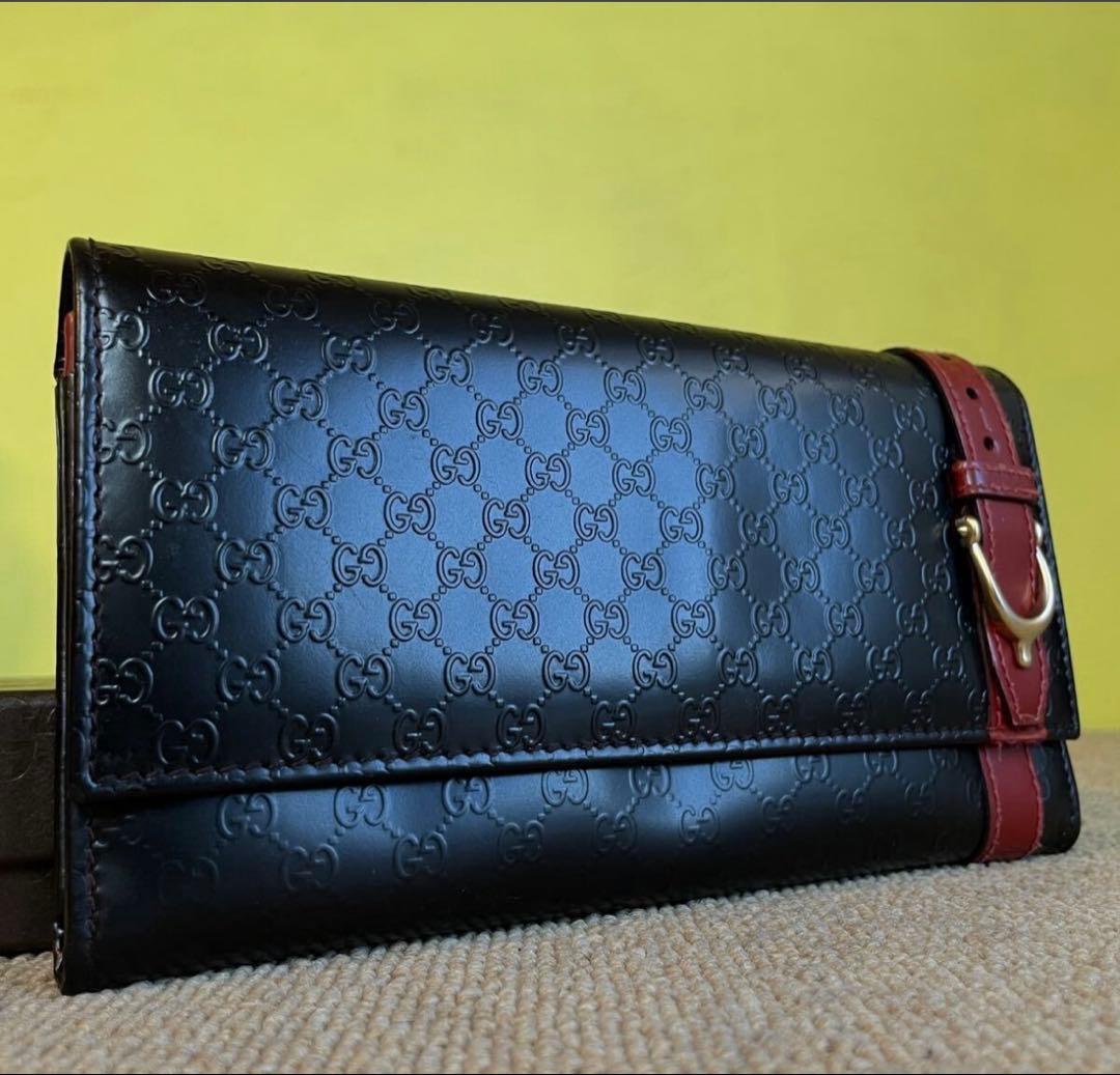 【GUCCI 】レア　ラウンドファスナー　 長財布　 ブラック　パテントレザー