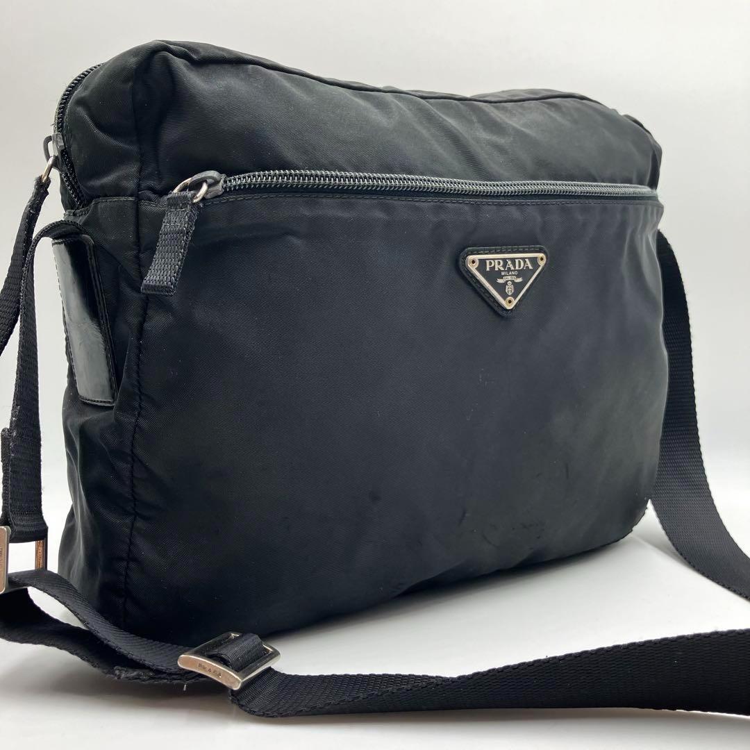 大人気✨プラダ ショルダーバック PRADA バッグ ナイロン レザー 黒