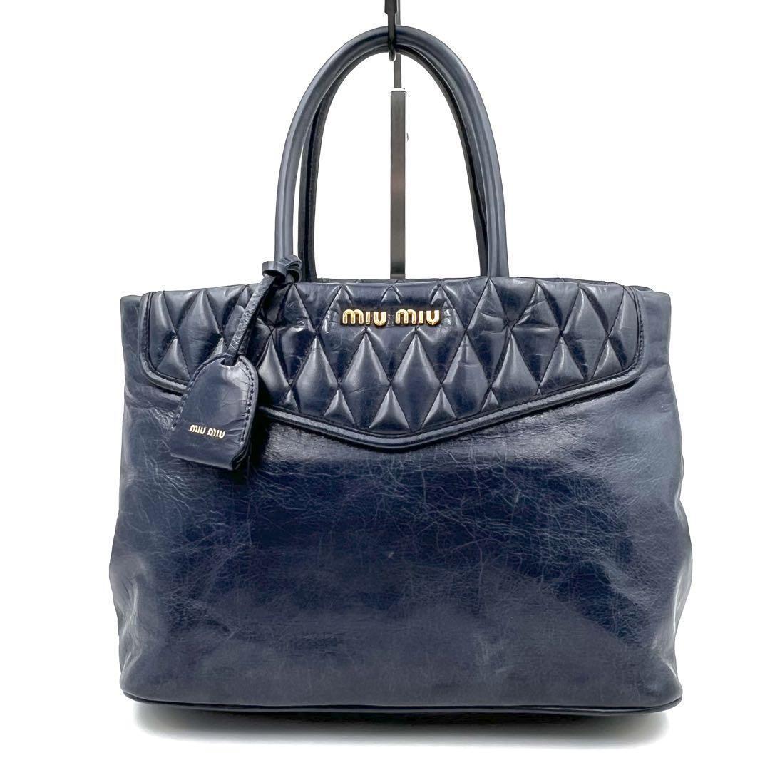 MIUMIU 極美品 2way マテラッセ CAMMEO ハンドバッグ ミュウ miu ミュウミュウ MIUMIU ナッパクリスタル マテラッセ 2WAY
