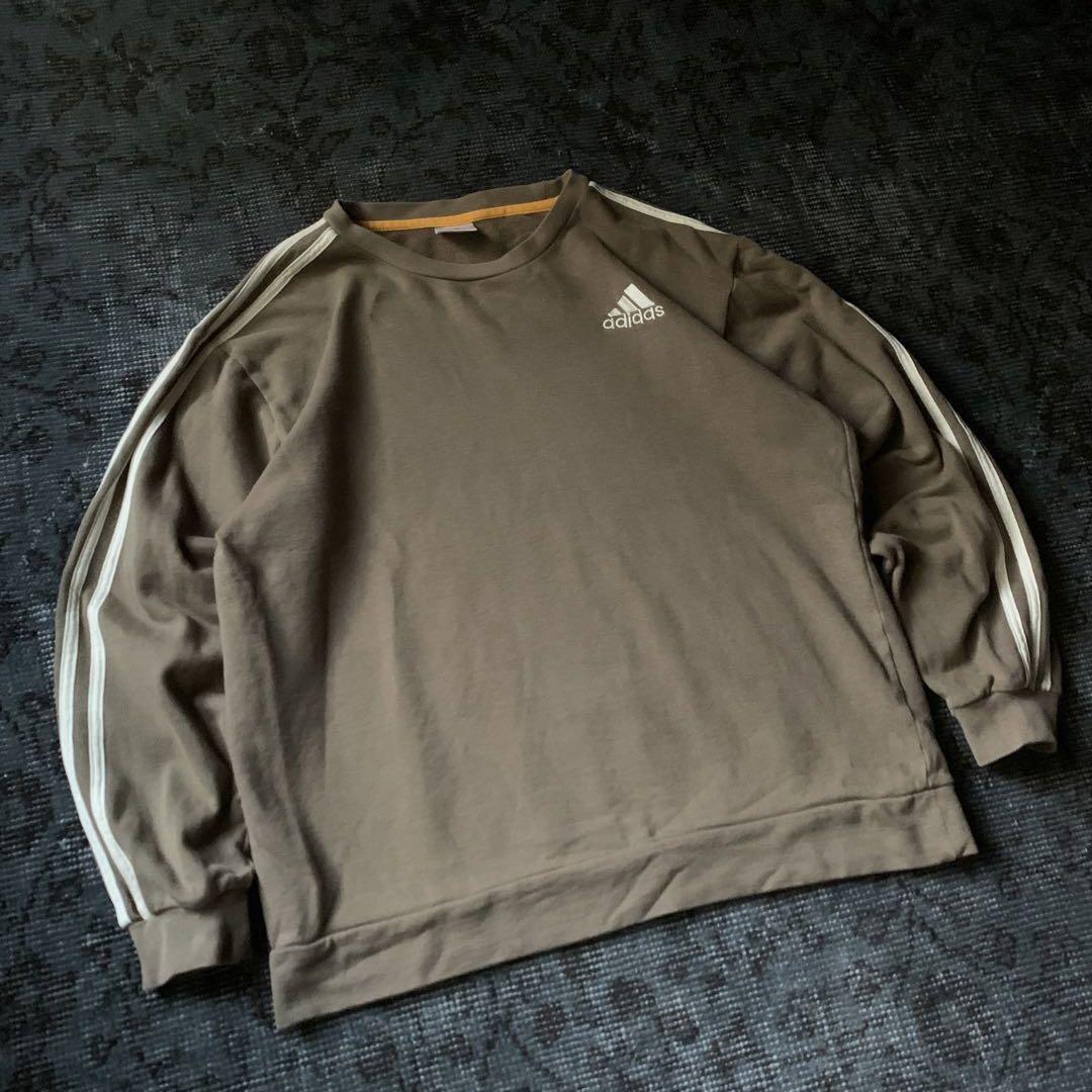 希少 adidas アディダス スウェット パフォーマンスロゴ ブラウン 古着