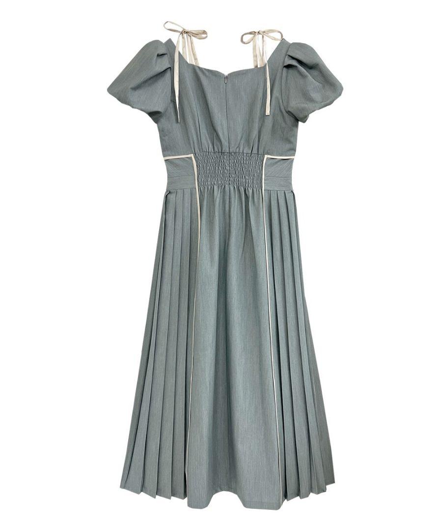 ロゼミューズside pleats piping one pieceグレー
