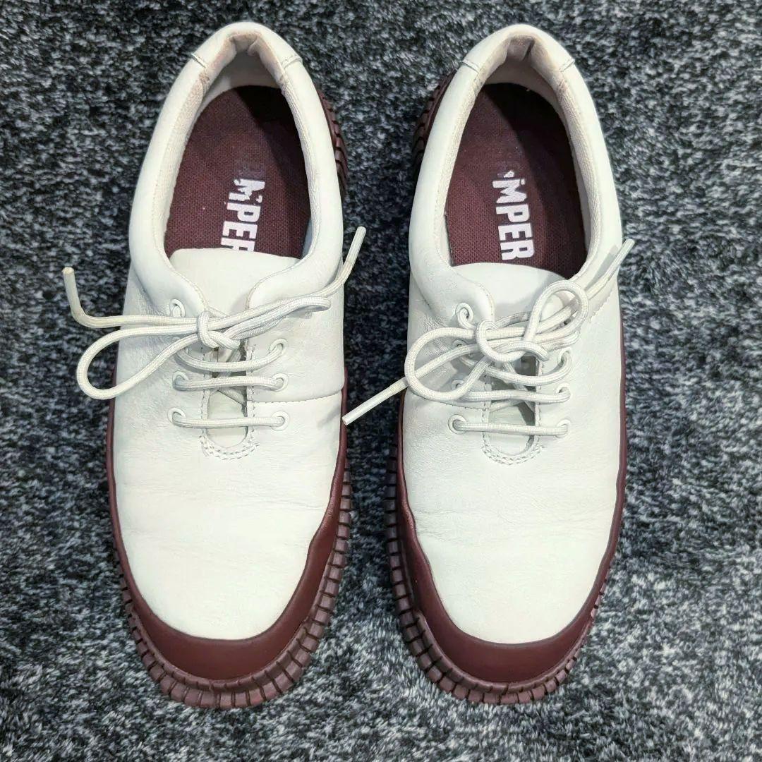 大人女性の CAMPER カンペール PIX プレーントゥ レースアップ外羽 本革 靴