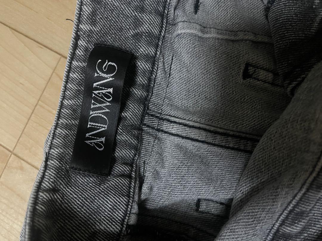 ANDWANG back cutout denim pants　gray　S
