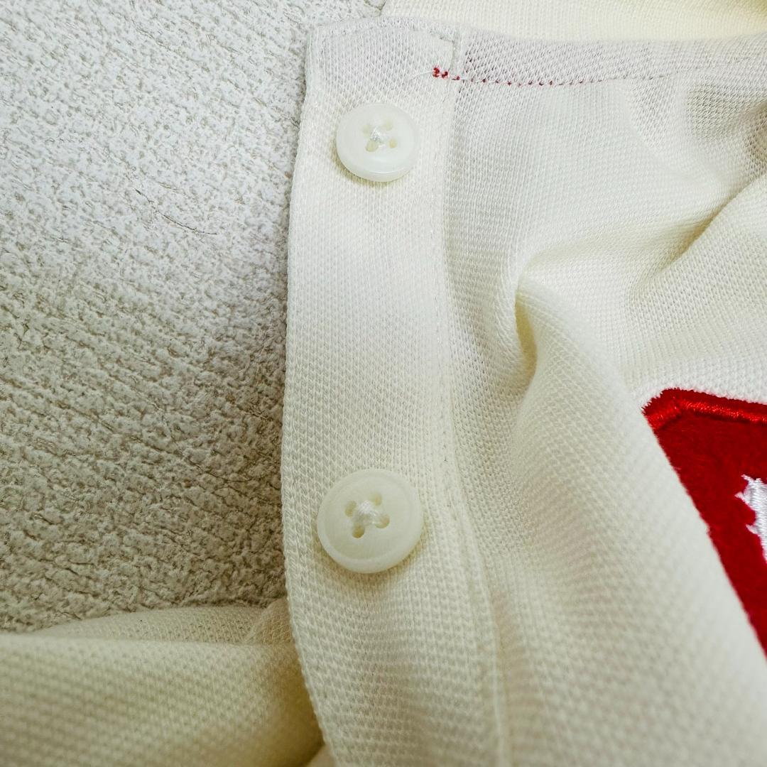 【極美品】ジョルダーノ ポロシャツ エンブレム刺繍 ナンバリング Mオフホワイト