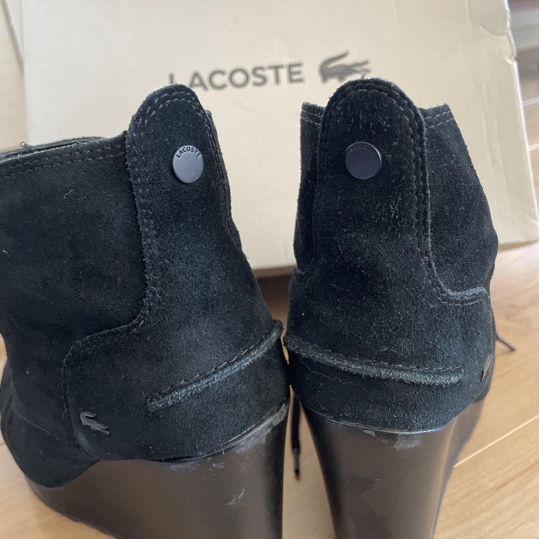 LACOSTE 黒 スエード レースアップ ブーツ