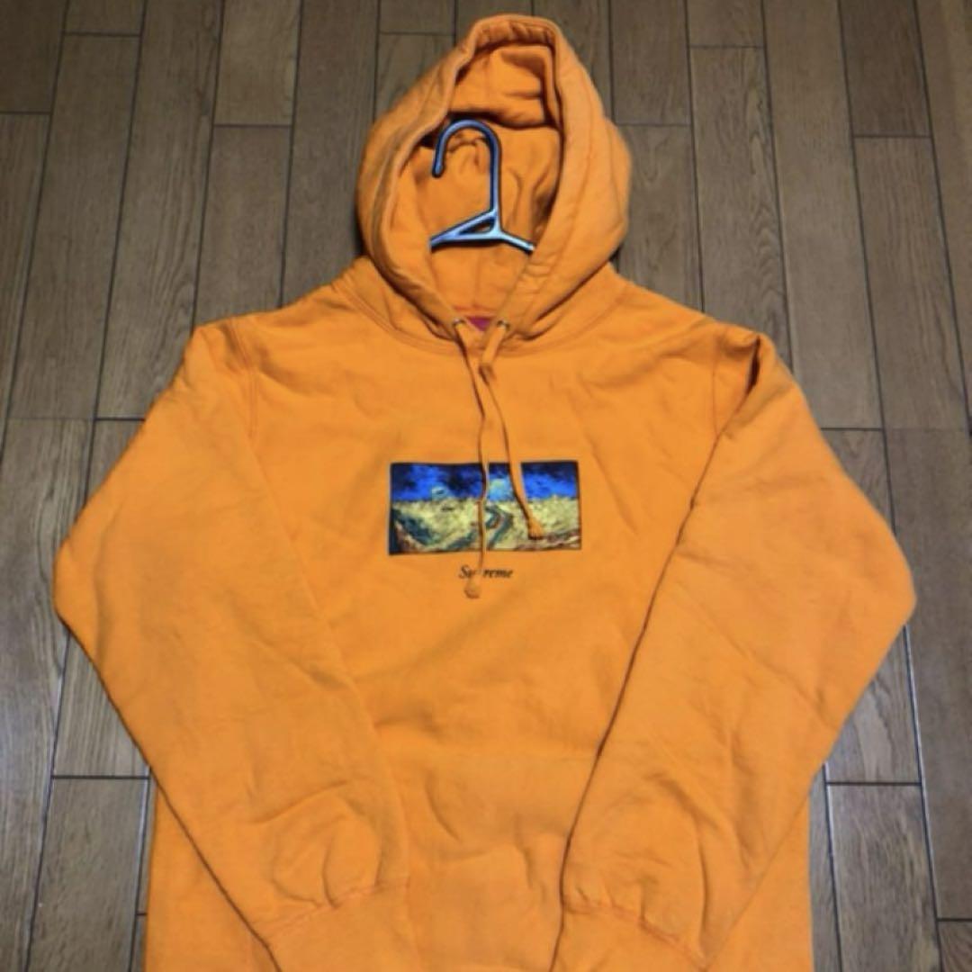 シュプリーム field hooded sweatshirt ゴッホ オレンジ