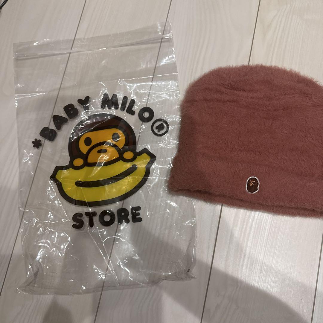 A Bathing Ape ニット帽 猿デザイン A BATHING APE ニット帽 黒と茶色 猿の顔デザイン メンズ
