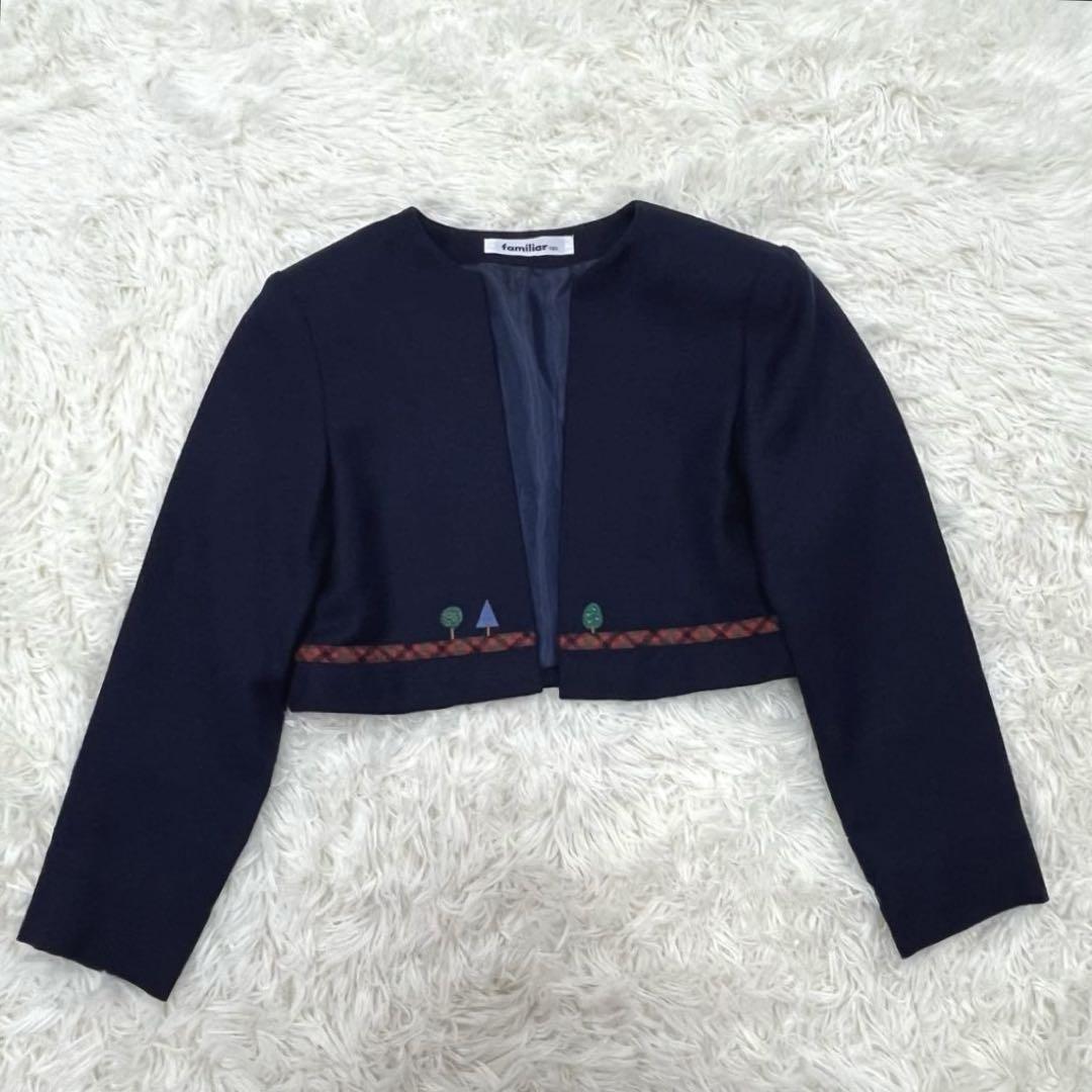 美品✨ファミリア130フォーマルアンサンブルスーツ白襟ワンピース 卒園式入学式