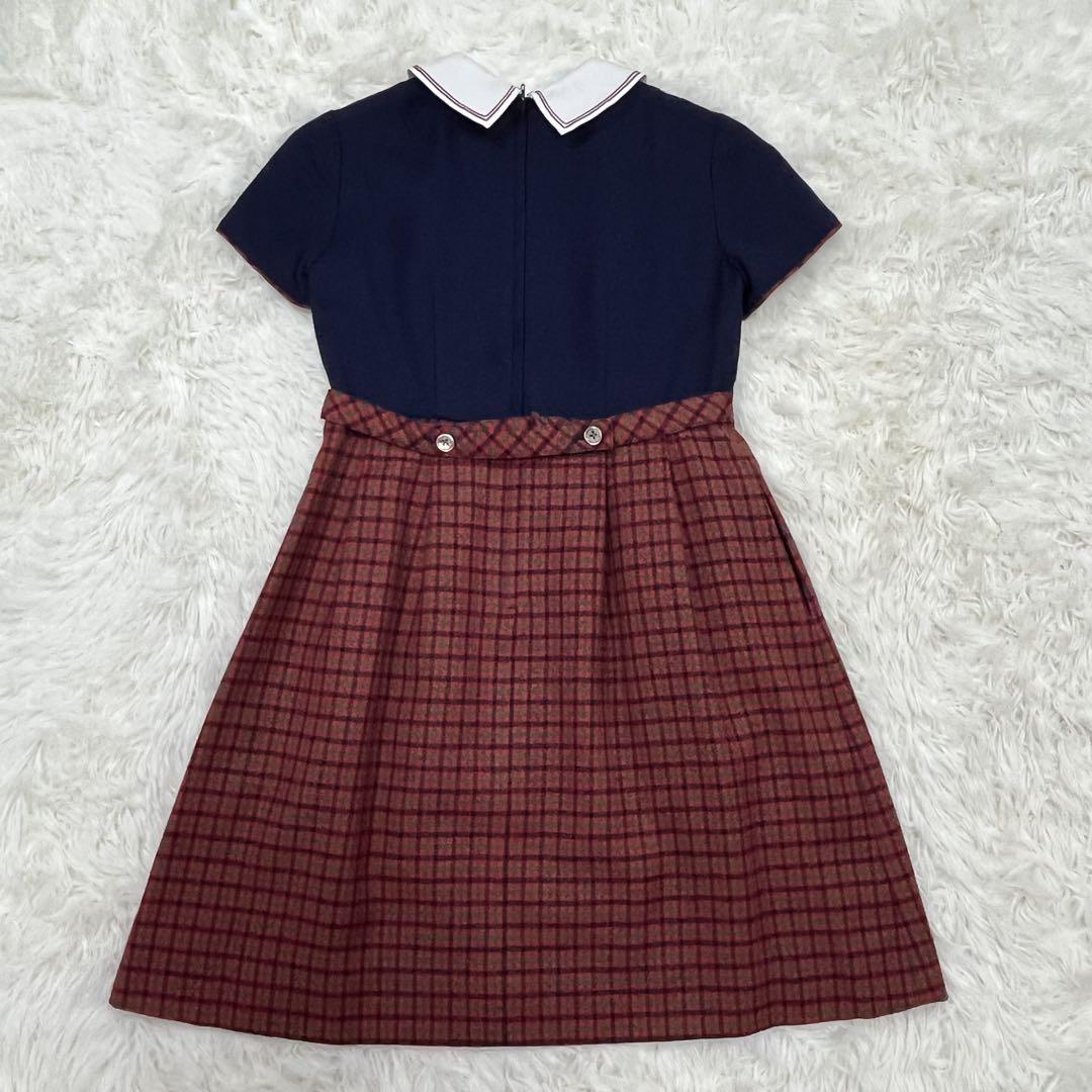 美品✨ファミリア130フォーマルアンサンブルスーツ白襟ワンピース 卒園式入学式