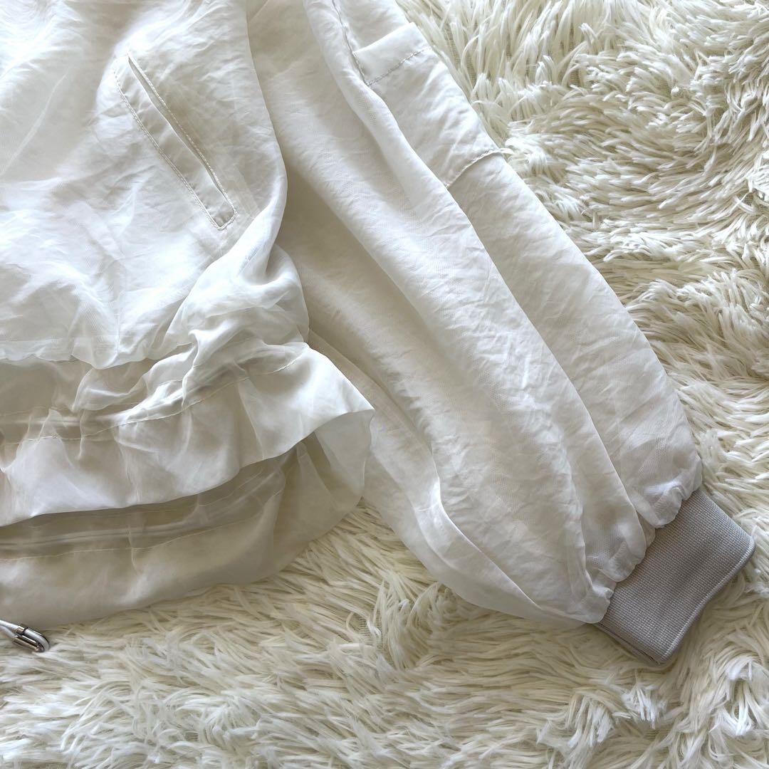 EimeeLaw 24SS 美品　ブライト シアーブルゾン　ホワイト　ミリタリー
