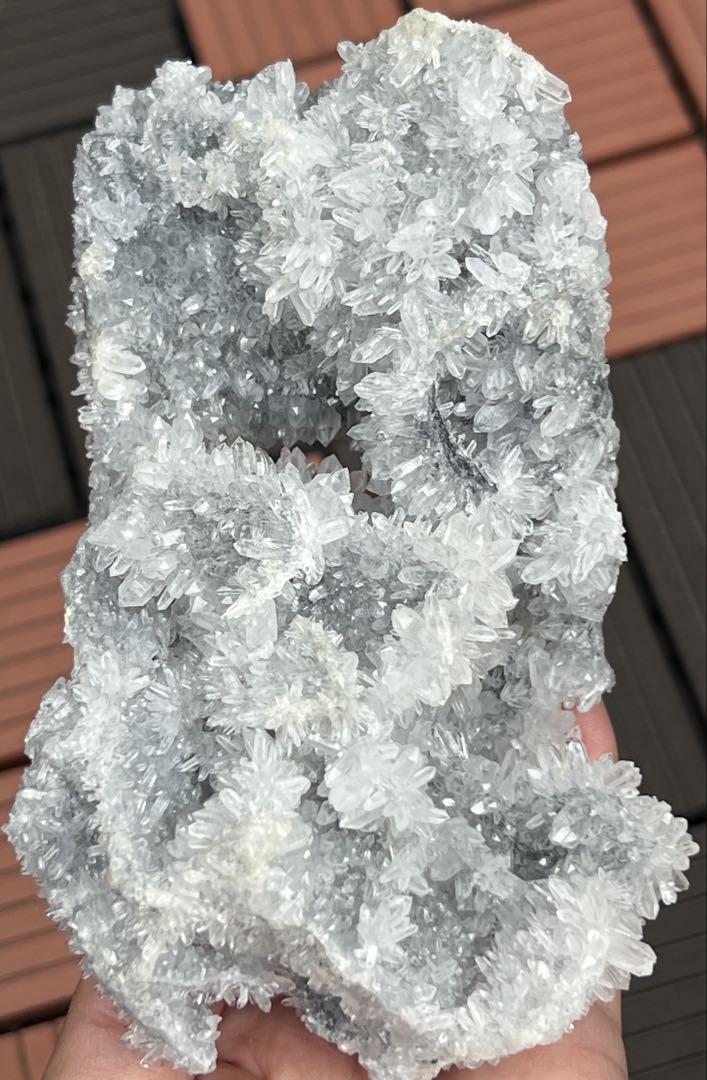 天然両面水晶クラスター　フラワー状　高品質　パワーストーン　浄化　鉱物　台座付