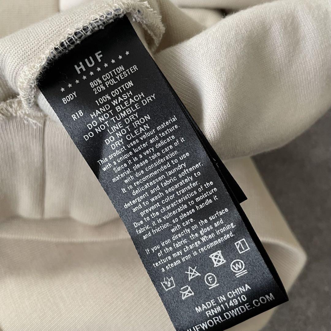 HUF ハフ 総柄 ハーフZIP S\S ベロアポロシャツ ベージュ L