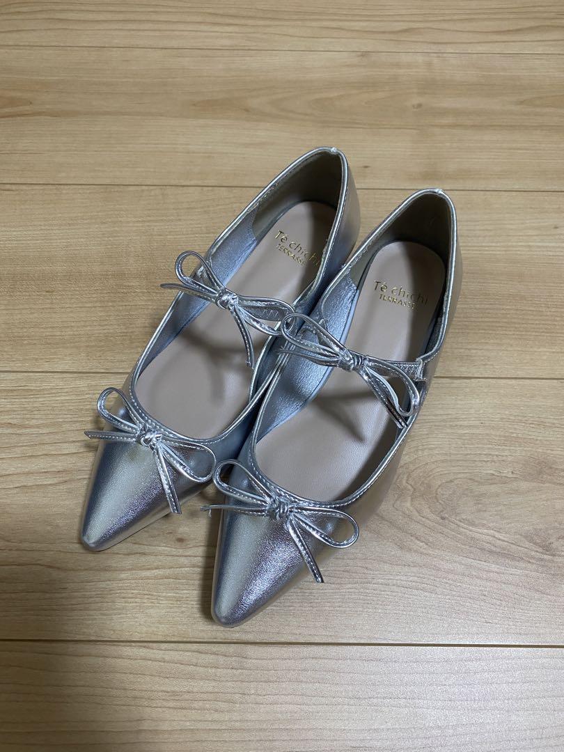 シルバー　りぼん　パンプス