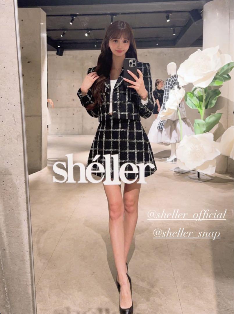 むくむく　sheller 5th check tweed jacket