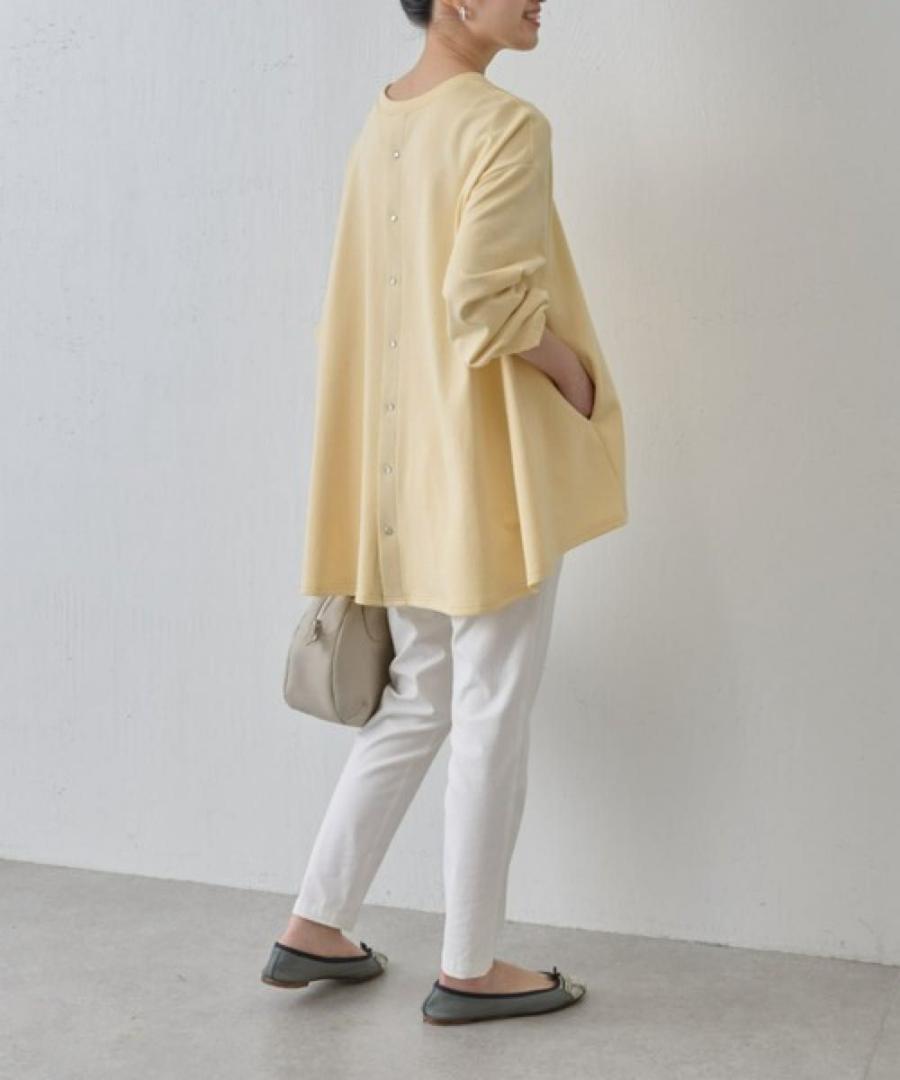 BEARDSLEY 後パールドットボタンカットソー イエロー ビアズリー 長袖 トップス BEARDSLEY 後パールドットボタンカットソー イエロー ビアズリー 長袖 トップス