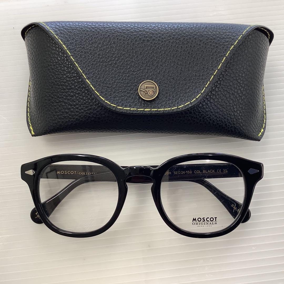 【カラーレンズ付・度付加算無】MOSCOT LEMTOSH 大きめ52サイズ　黒