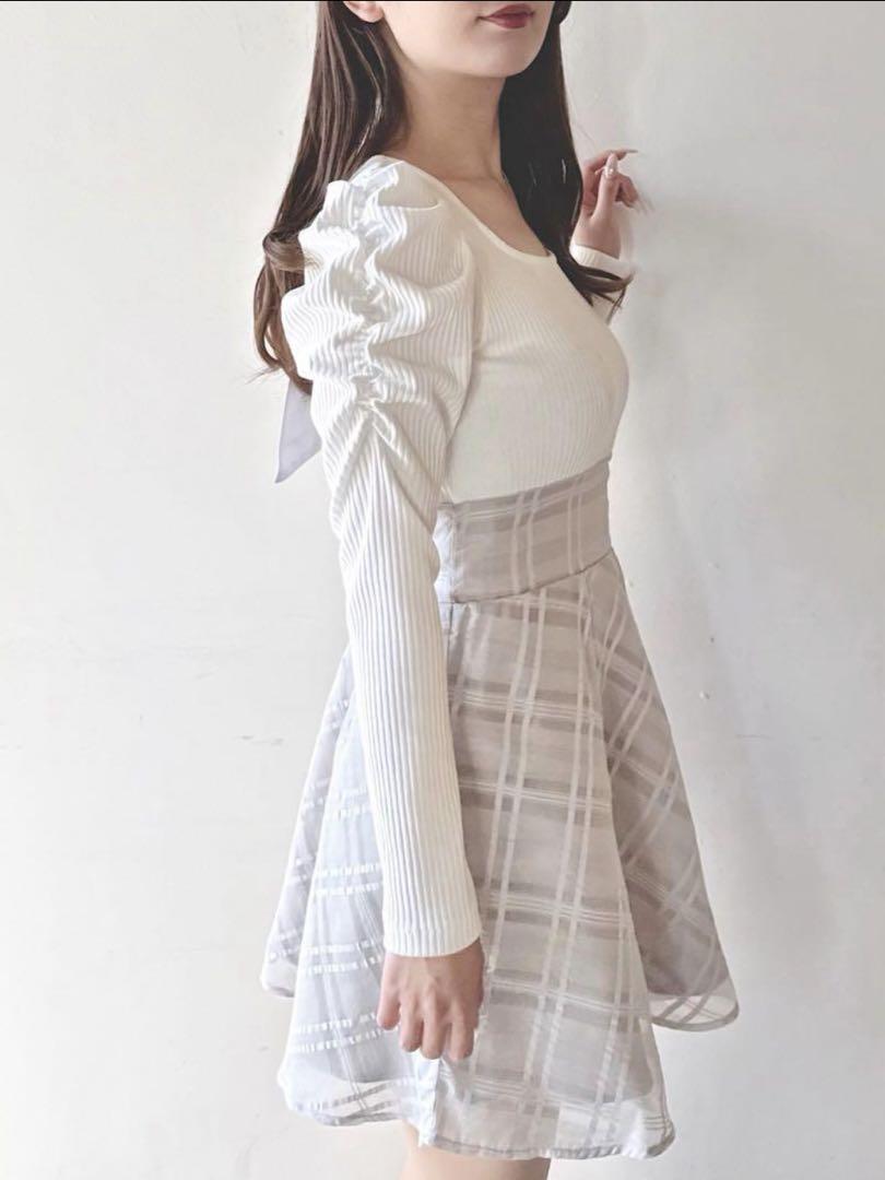 NOMAE BACKリボンドッキングミニワンピース