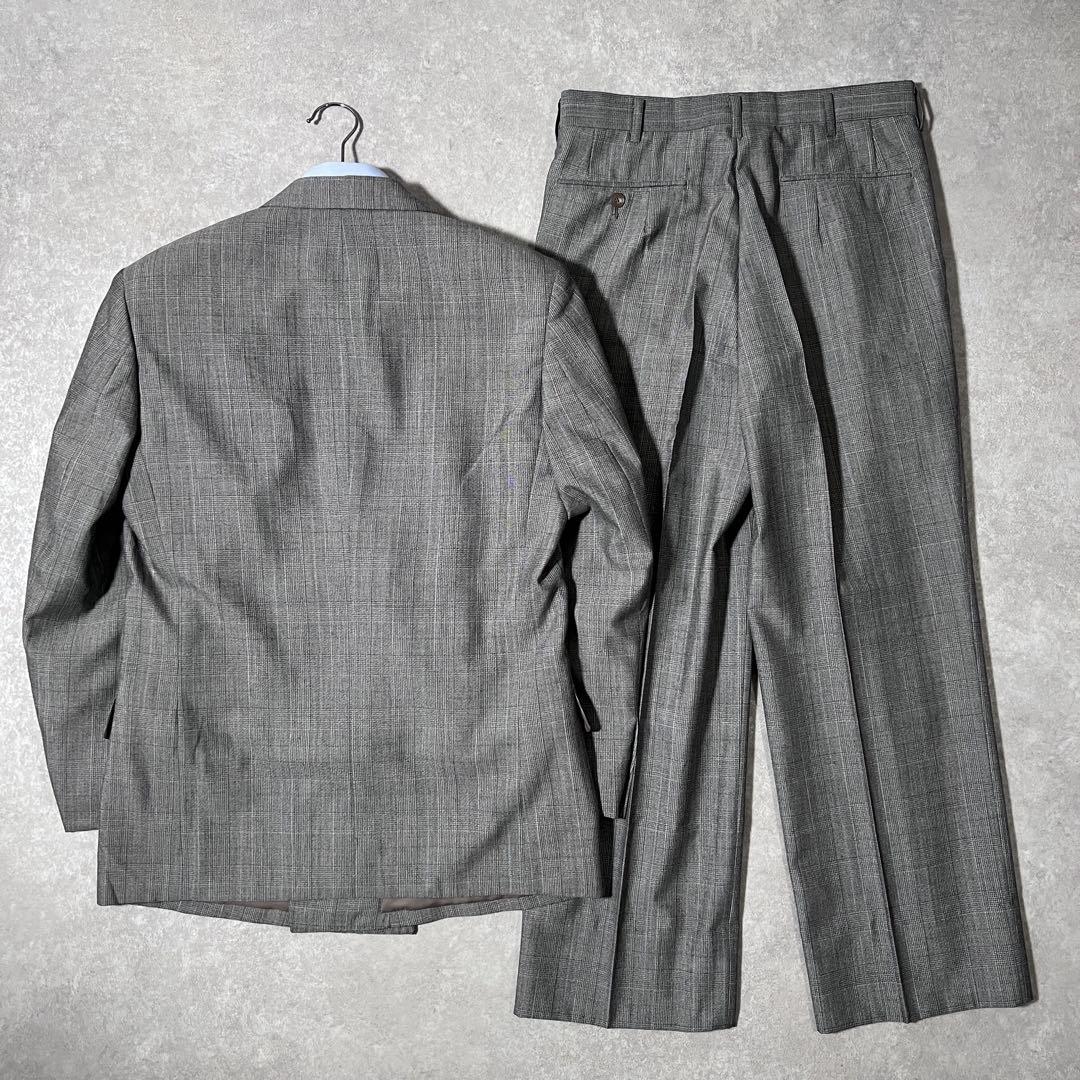 90s ヴィンテージ ダブルスーツ セットアップ 成人式 グレー×ブルー