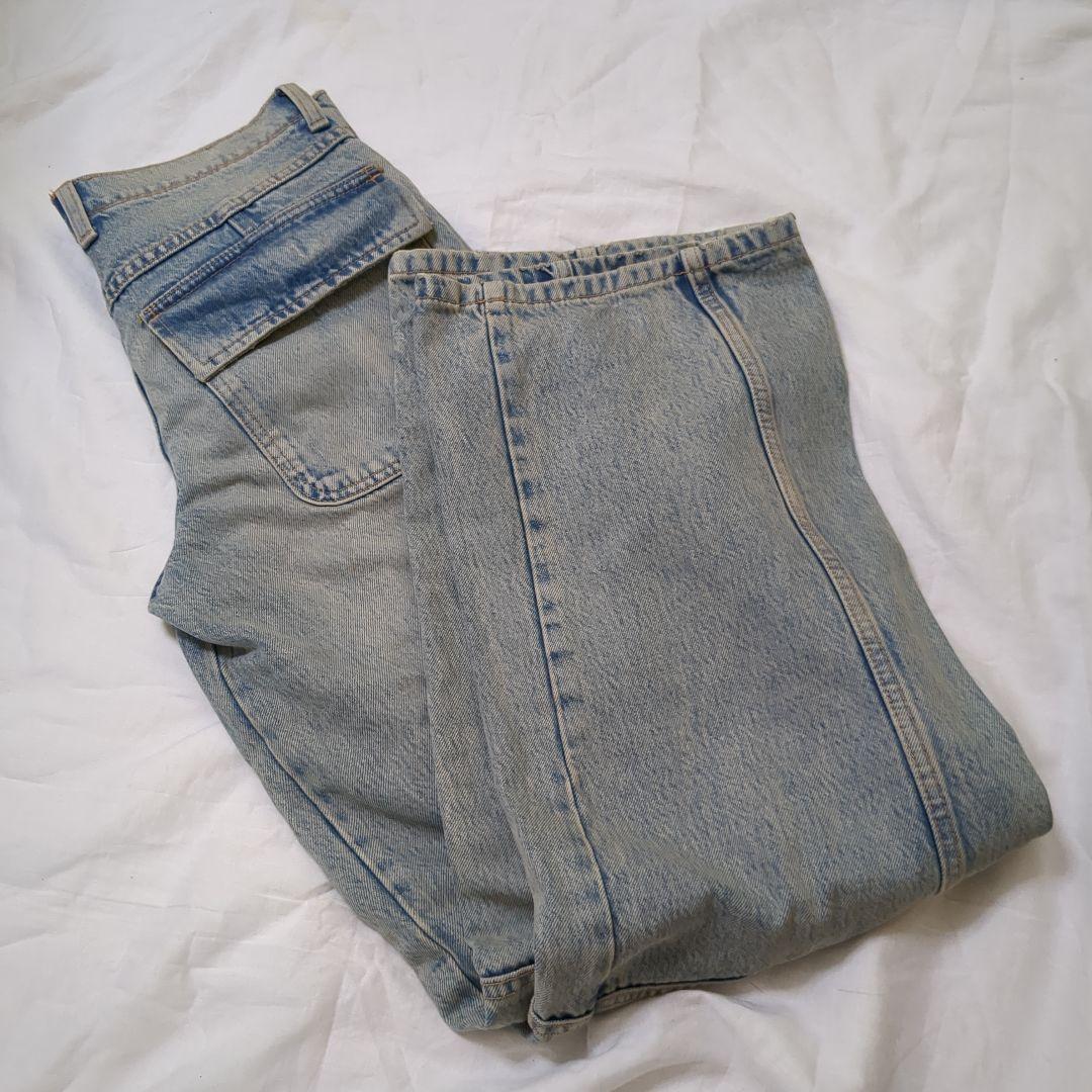 【美品完売品】ZARATRFカーゴミッドライズデニムパンツ34ストレートワイド