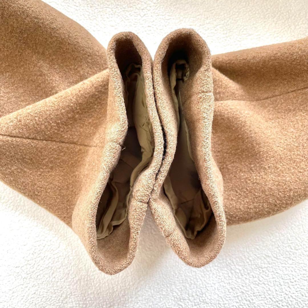 美品✨イネド ベルテッドコート ウール ロング 9号 キャメル 美品✨イネド ベルテッドコート ウール ロング 9号 キャメル