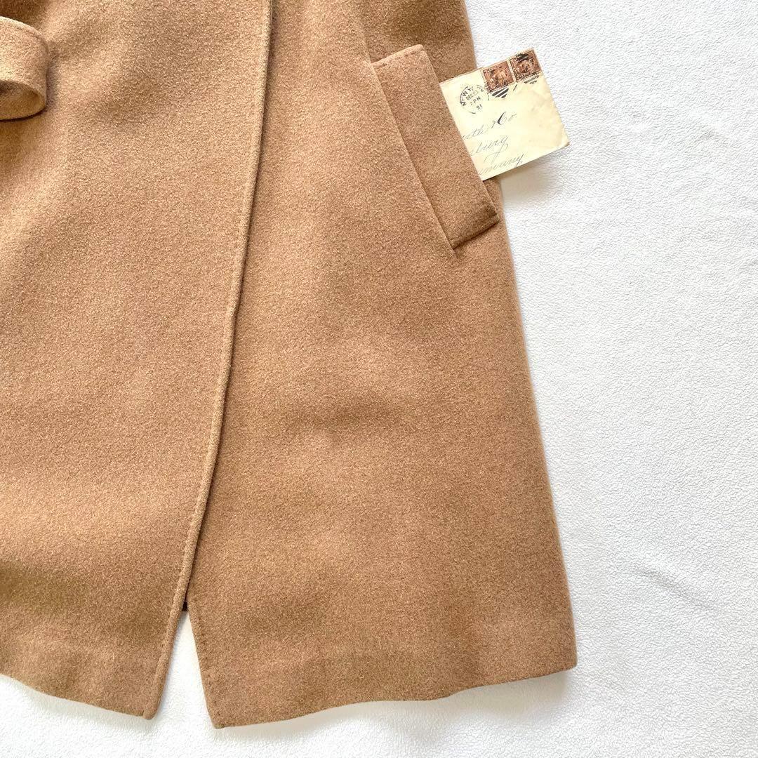 美品✨イネド ベルテッドコート ウール ロング 9号 キャメル 美品✨イネド ベルテッドコート ウール ロング 9号 キャメル
