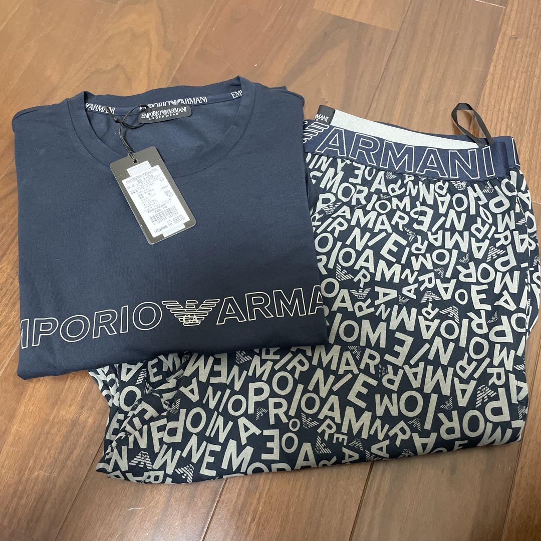 EMPORIO ARMANI ルームウェア Lサイズ ネイビー　インポート　上下