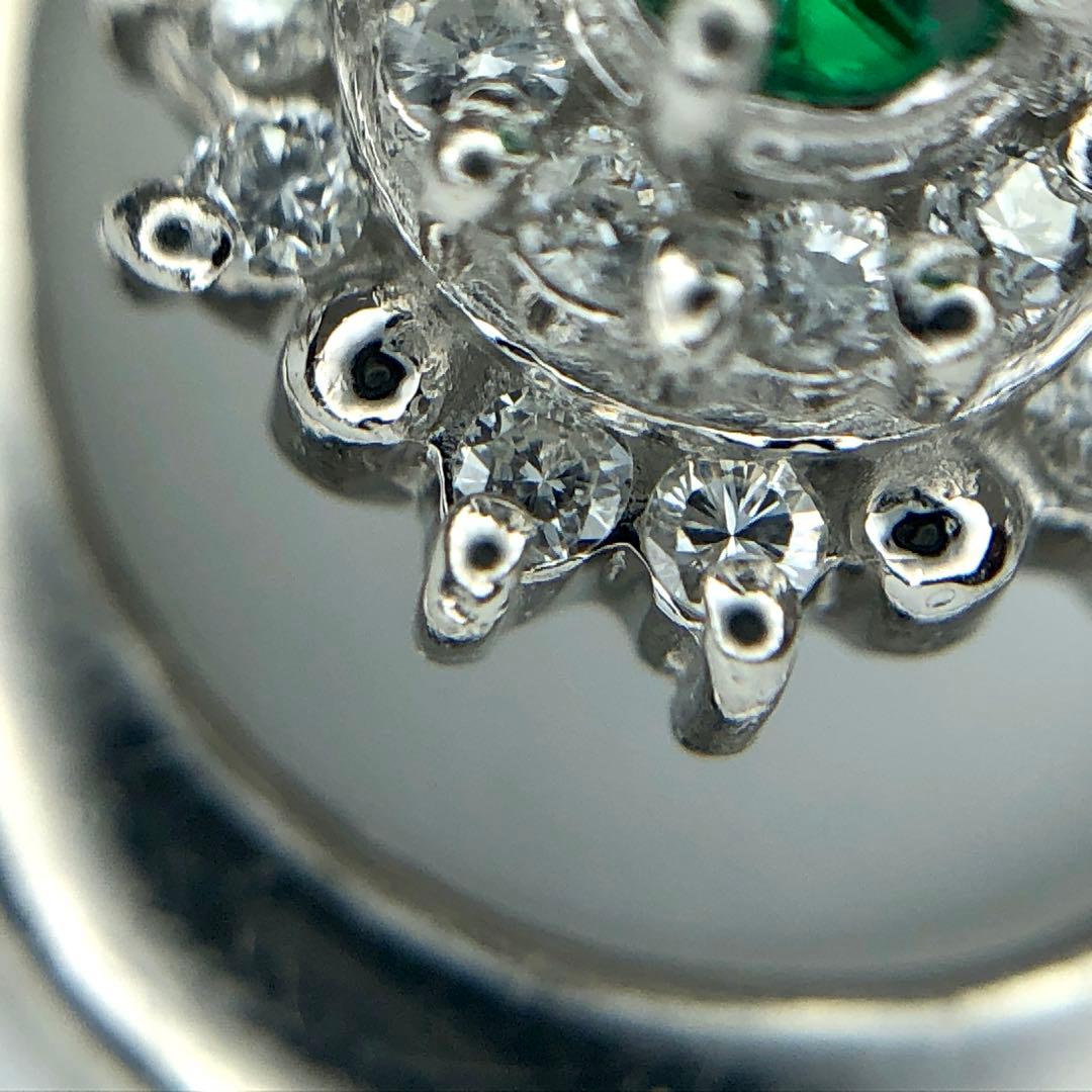 【50N4894】Pt900 エメラルド 天然ダイヤモンド ネックレストップ