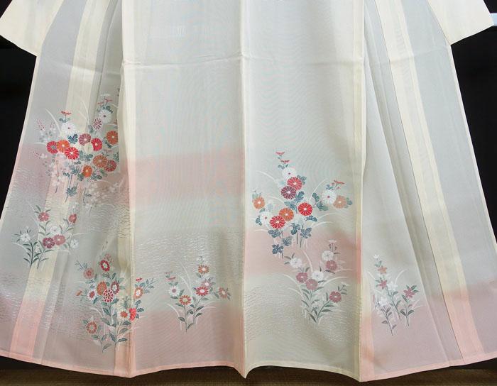 夏物 夏のきもの 絽 訪問着 京友禅柄模様 丸に木瓜紋入り