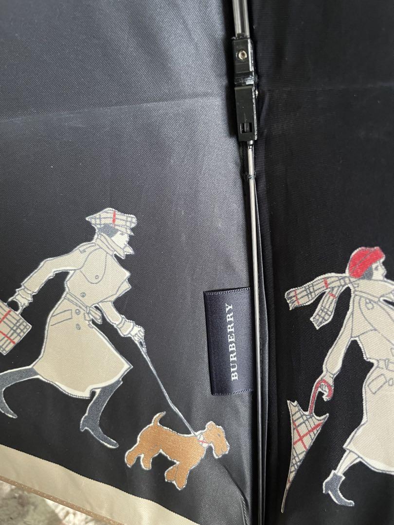 BURBERRY 折りたたみ傘 黒 犬、 男性、女性柄