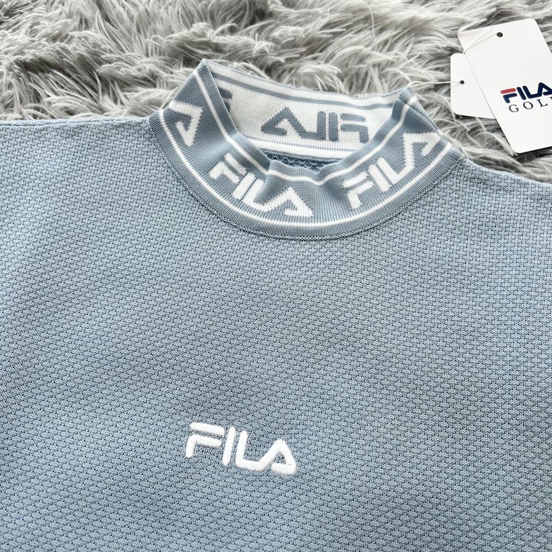 新品　フィラゴルフ　ワンピース　モックネック　水色　サマーニット　ストレッチ　M