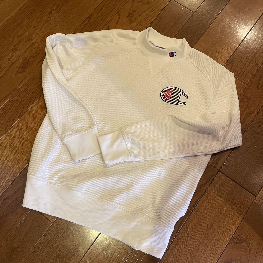 Champion ホワイト クルーネック セーター L