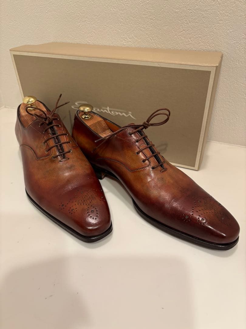 ☆美品☆ Santoni ブラウン ドレスシューズ - メルカリ