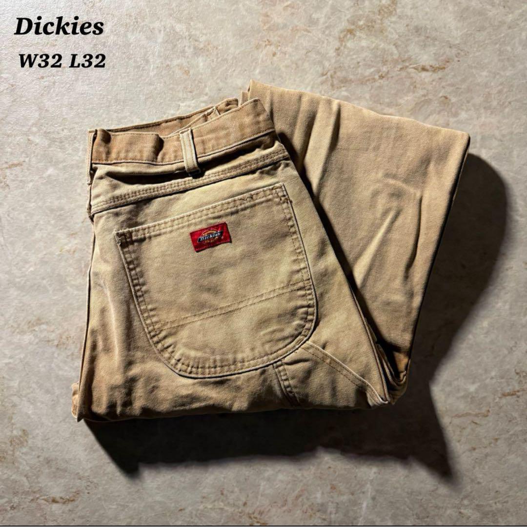 DickiesペインターワークパンツW32L32ブラウンベージュ古着フェード希少パンツ