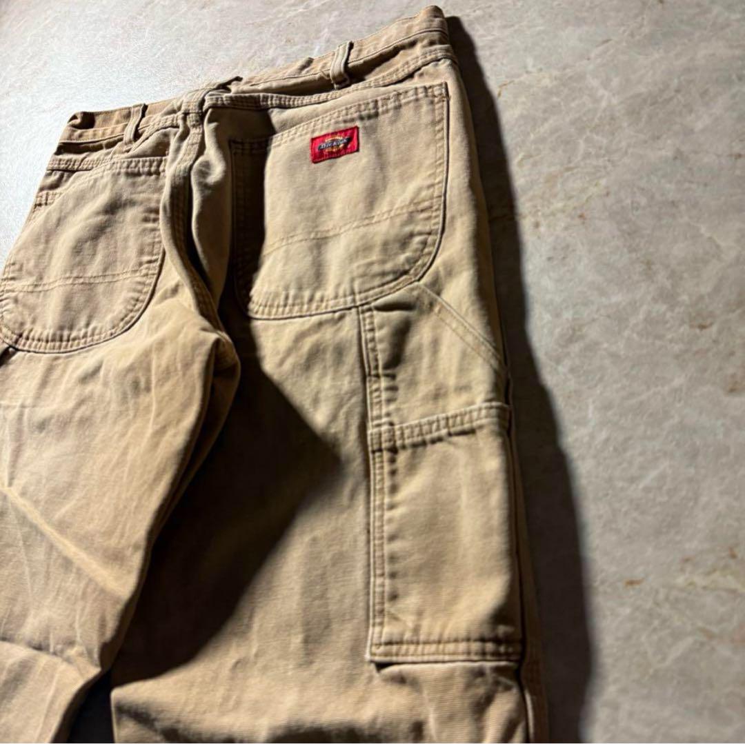 DickiesペインターワークパンツW32L32ブラウンベージュ古着フェード希少