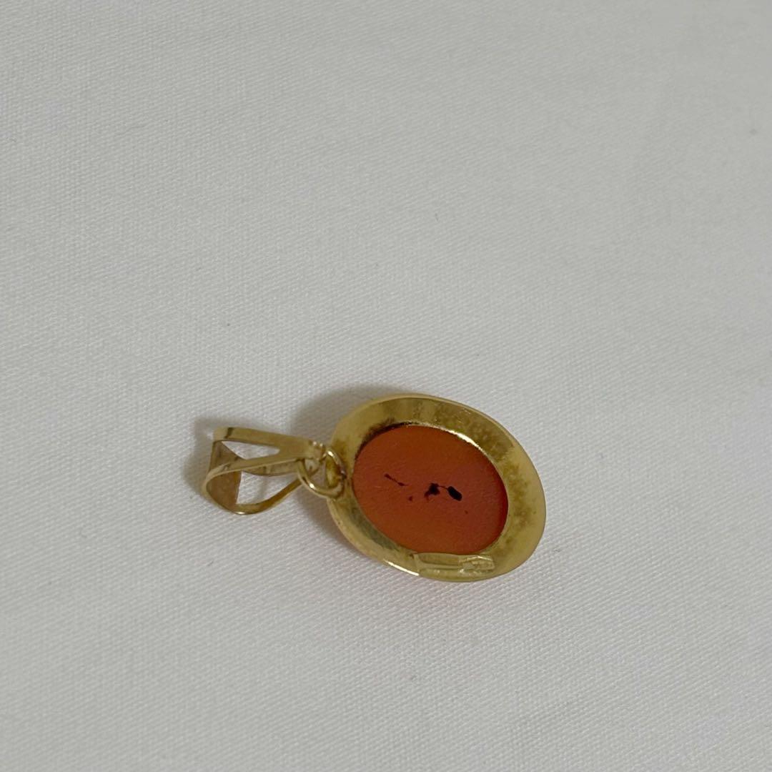 ヴィンテージ シェルカメオ ネックレストップ K18 18金 イタリア製 ヴィンテージ シェルカメオ ネックレストップ K18 18金 イタリア製