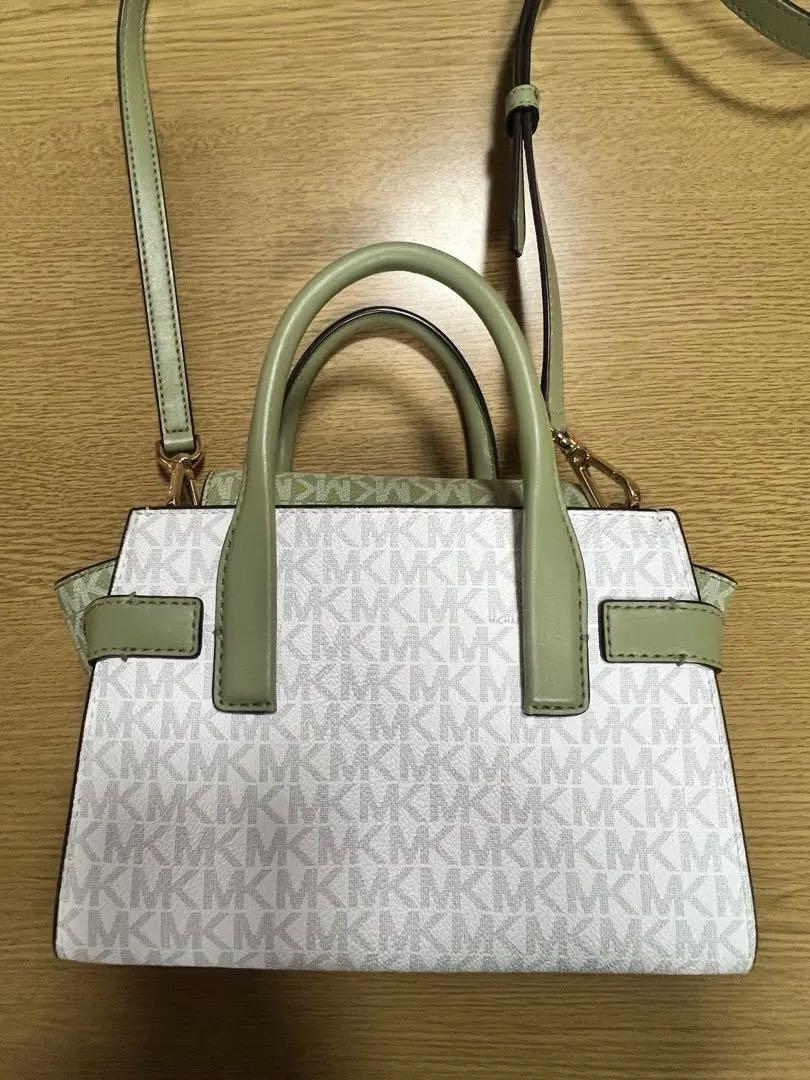 美品。Michael Kors ホワイトグリーンハンドバッグ