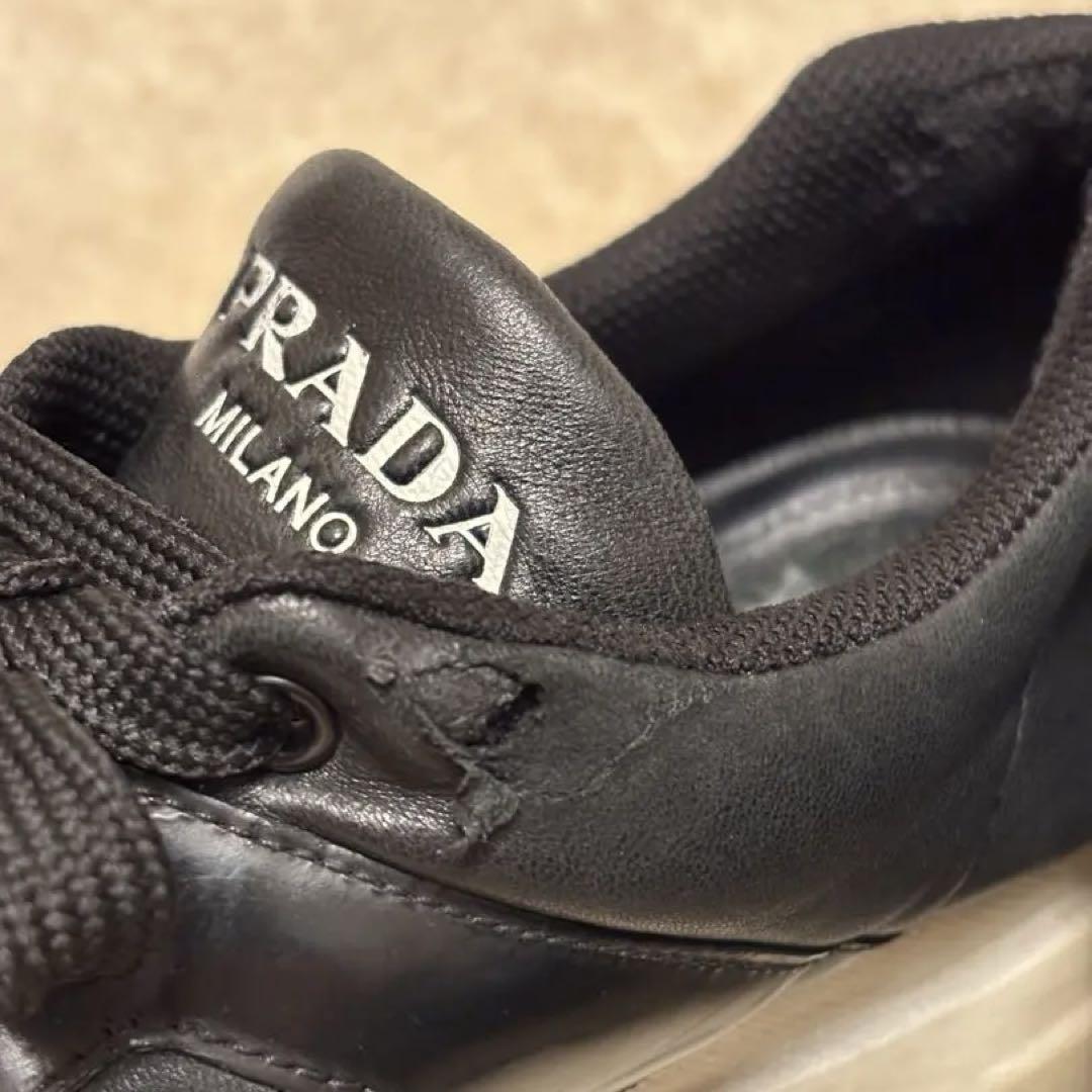 ☆ PRADA プラダ メンズ ブラックレザー スニーカー
