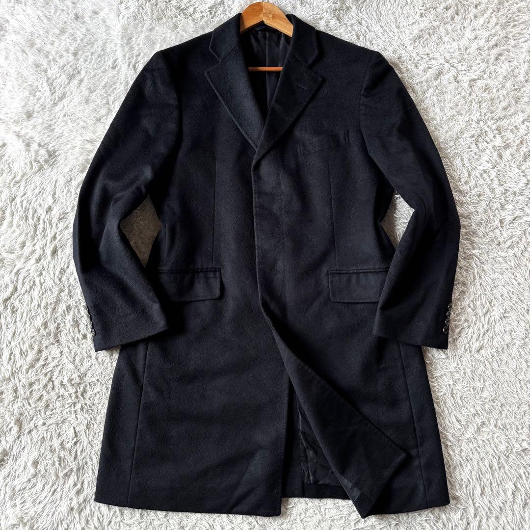 美品 Zegna ゼニア カシミヤ100％ チェスターコート LL 黒 ブラック