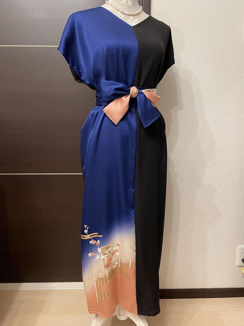 着物リメイク、ワンピース、シルク、新品、美品、フォーマル