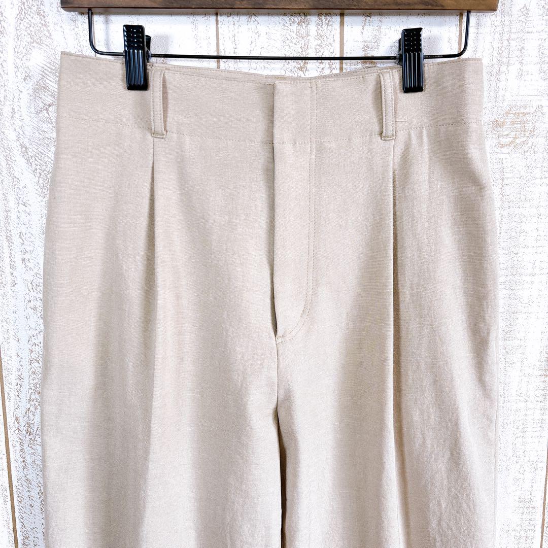 スピックアンドスパン サイドスリットタックパンツ リネン混