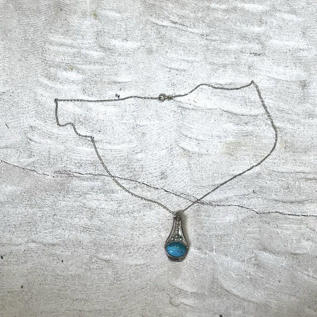【ファッション通販】 希少レア】シルバーネックレス ヴィンテージ ターコイズ 925 アクセサリー