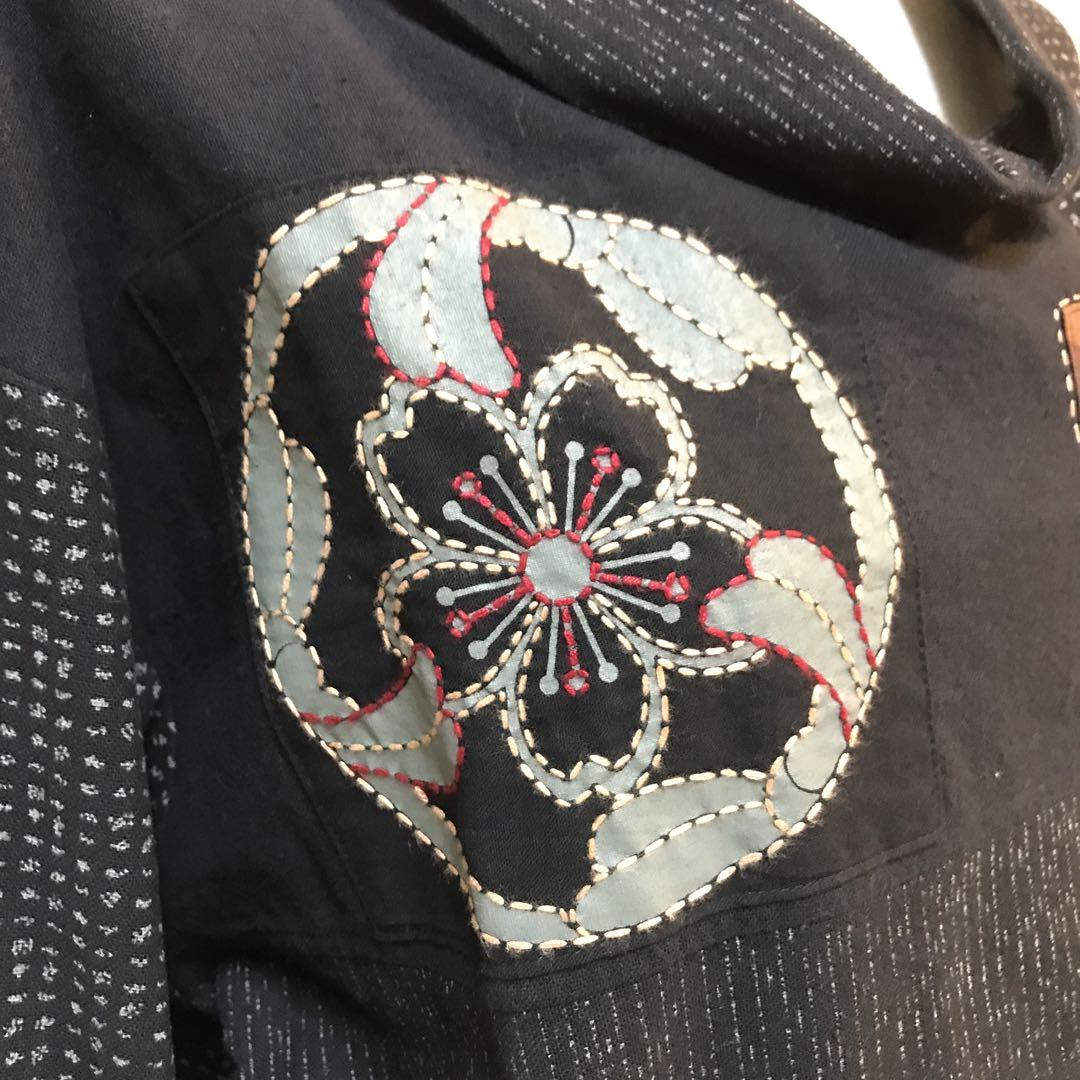 ハンドメイド 1点もの かすりに刺し子 新品未使用品‼️