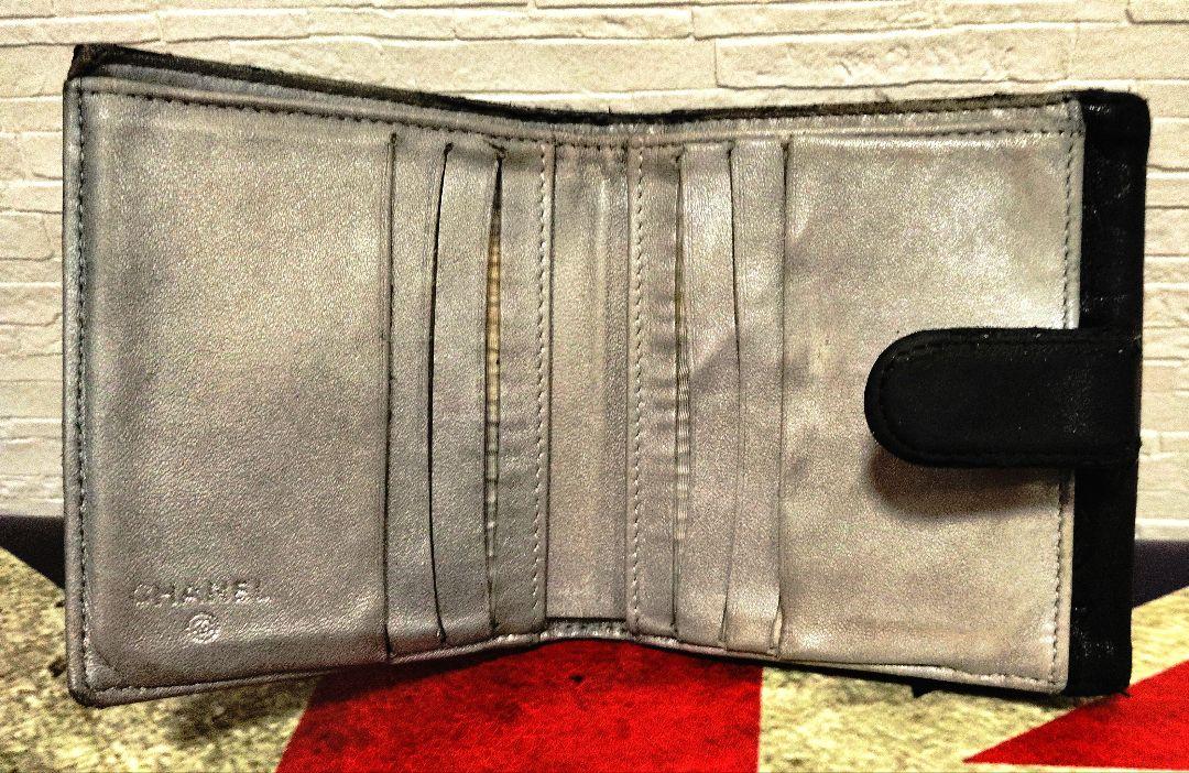 値下げ！！希少色！CHANEL　カメリア コンパクト ラムスキン 2つ折り財布