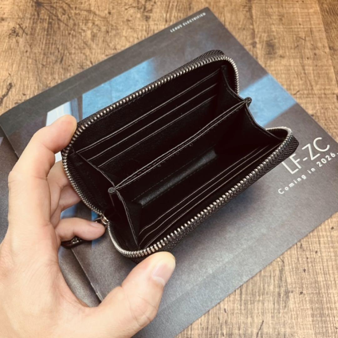 実物撮影 一枚革 クロコダイル メンズ ラウンドファスナー 新品