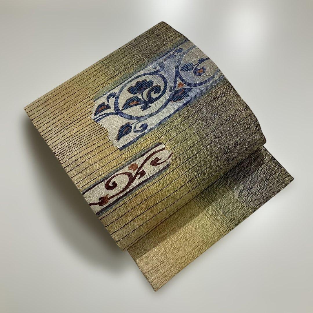 (9月展❷) No.2541 未使用シリーズ正絹花唐草紬袋帯　美品