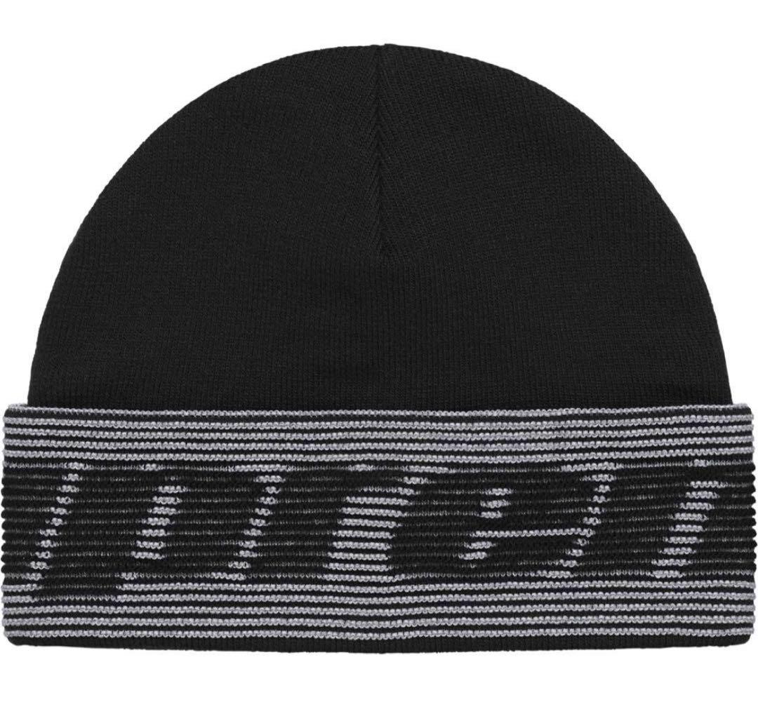 【本物保証 /関税・送料無料】Supreme Jacquard Beanie Supreme Reflective Jacquard Beanie Black